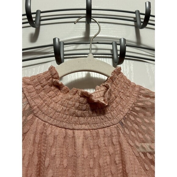 NINA LEONARD Lace Dress Trapeze Mock Neck Pink Rose Small Long Sleeve NWT Shift - Picture 14 of 16